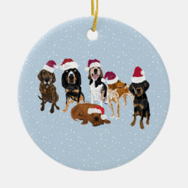 Coonhounds Santa Keramik Ornament