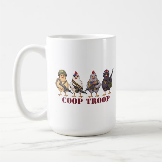 Coop Troop Funny 4th of July Military Hens Kaffeetasse (Links)