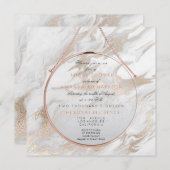 Cooper-Brautparty Pearly Pink-Marmor Weiß Grau Einladung (Vorne/Hinten)