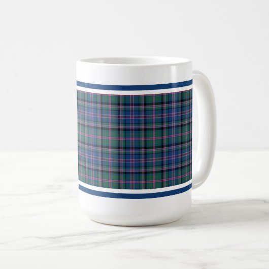 Cooper Clan Scottish Tartan Green und Blue Kariert Kaffeetasse (VorderseiteRechts)