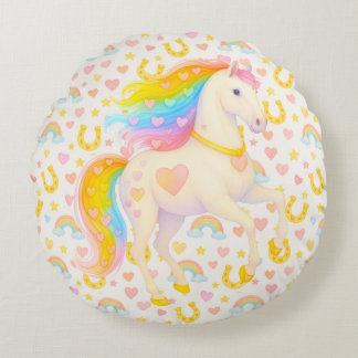 Cooper & Cody — Rainbow Horses Throw Pillow Rundes Kissen