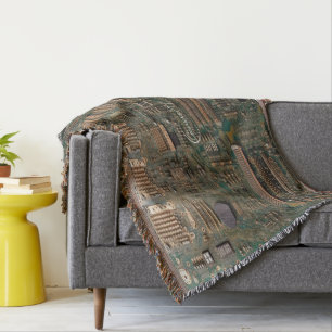 Cooper Cotton Throw Blanken, grün und deckend Decke
