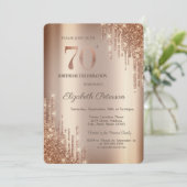 Cooper Glitzer Tropfen 70. Geburtstag Einladung (Stehend Vorderseite)