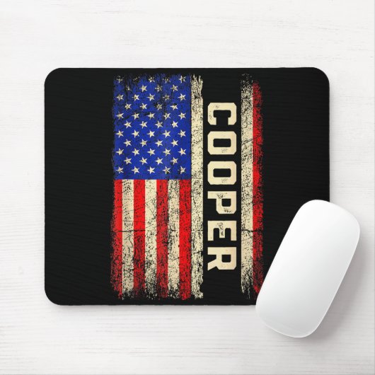 Cooper Last Name Shirt Cooper Name American Flag F Mousepad (Mit Mouse)