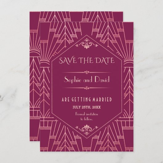 Cooper Rose Great Gatsby 1920er Save the Date Einladung (Vorne/Hinten)