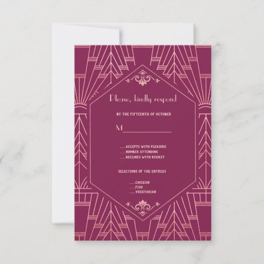 Cooper Rose Great Gatsby 1920s Wedding RSVP (Vorderseite)