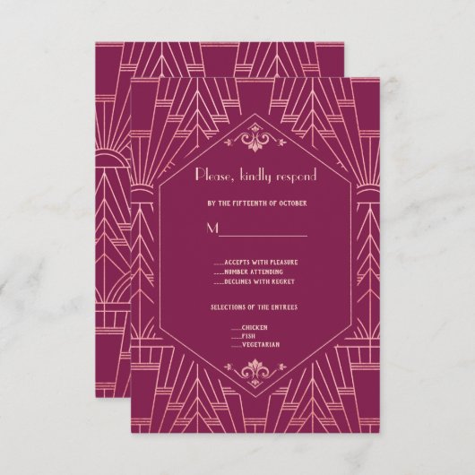 Cooper Rose Great Gatsby 1920s Wedding RSVP (Vorne/Hinten)