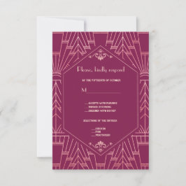 Cooper Rose Great Gatsby 1920s Wedding RSVP Karte