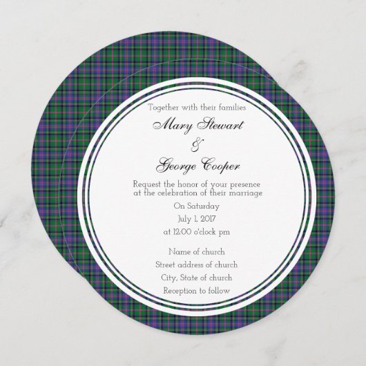 Cooper Scottish Wedding Round Einladung (Vorne/Hinten)