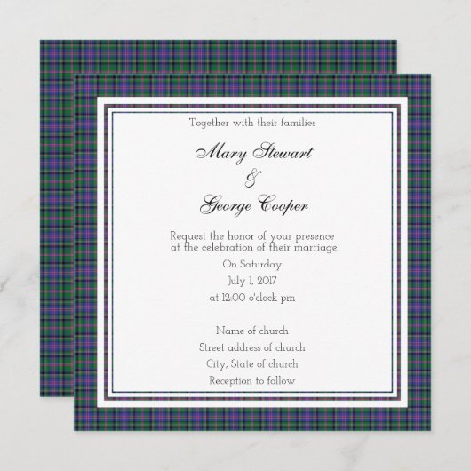 Cooper Scottish Wedding Square Einladung (Vorne/Hinten)