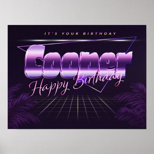 Cooper Vorname lila retro Geburtstag Poster (Vorne)