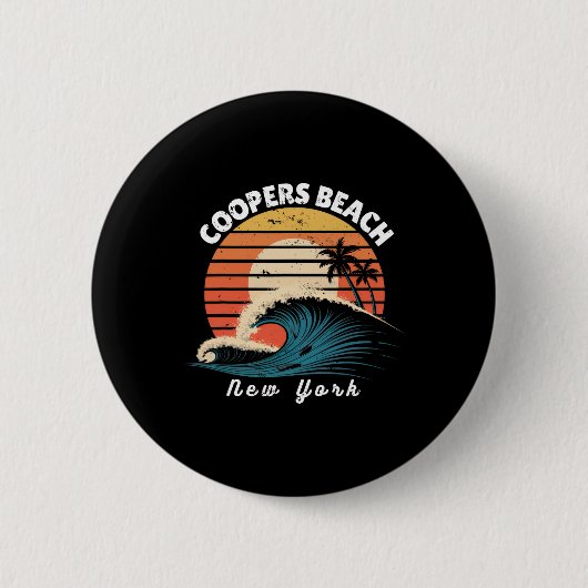 Coopers Beach New York Frauen Männer Surfboarding Button (Vorderseite)