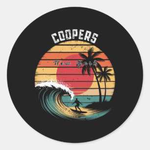 Coopers Beach New York Strand Surfen  Runder Aufkleber