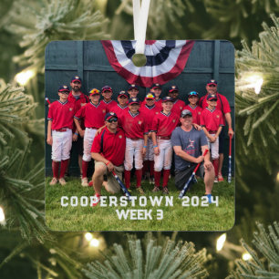Cooperstown Baseball Custom Year Side Fun Fakten Ornament Aus Metall