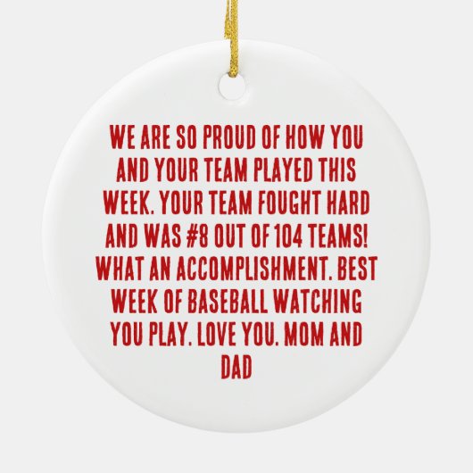 Cooperstown Baseball Player Ornament from Mom Dad (Hinten)