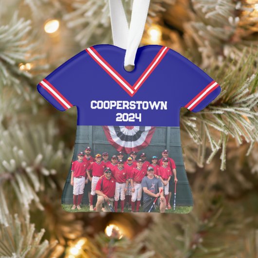 Cooperstown Blue Jersey Jahr Foto Ornament (Baum)