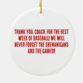 Cooperstown Coach Baseball Special Note On Back Keramik Ornament (Hinten)