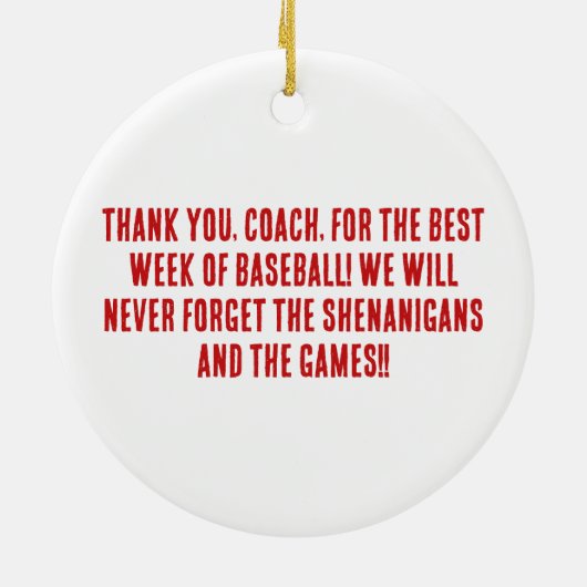 Cooperstown Coach Baseball Special Note On Back Keramik Ornament (Hinten)