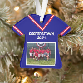 Cooperstown Custom Blue Jersey Jahr Foto Number Ornament