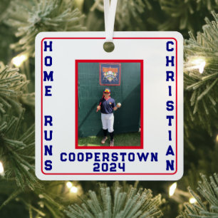 Cooperstown Home Run Foto Lustige Fakten Ornament Aus Metall