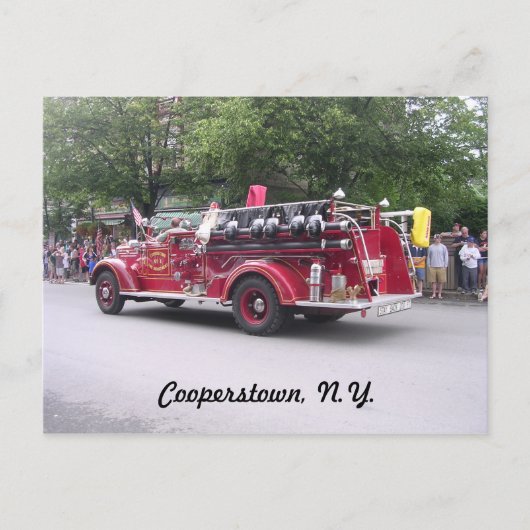 Cooperstown, N.Y. Remüde Fire Truck Postkarte (Vorderseite)