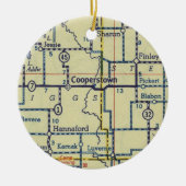 Cooperstown ND Alte Karte Keramik Ornament (Vorne)