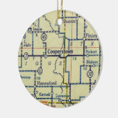 Cooperstown ND Alte Karte Keramik Ornament (Links)