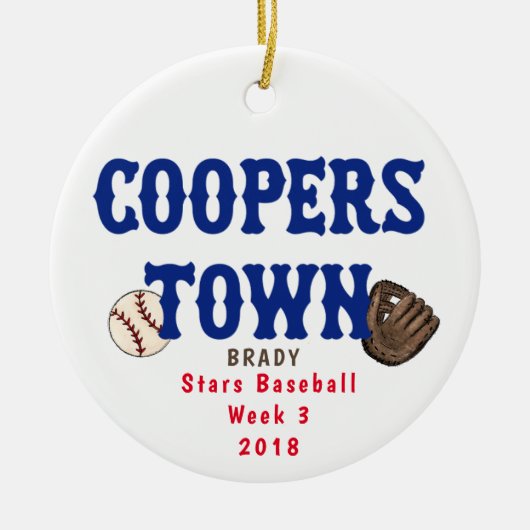 Cooperstown NY Baseball Custom Fun Fakten Ball Mit Keramik Ornament (Vorne)
