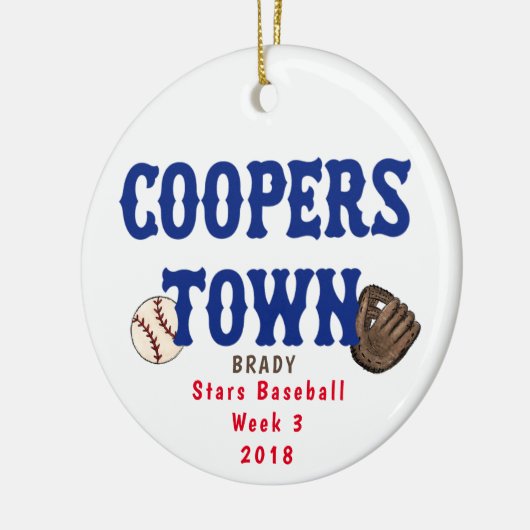 Cooperstown NY Baseball Custom Fun Fakten Ball Mit Keramik Ornament (Links)