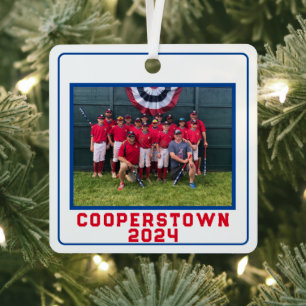 Cooperstown NY Baseball Custom Year Team Fun Fakte Ornament Aus Metall