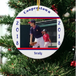 Cooperstown NY Baseball Foto Strip Year Keepake Keramik Ornament