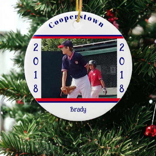 Cooperstown NY Baseball Foto Strip Year Keepake Keramik Ornament