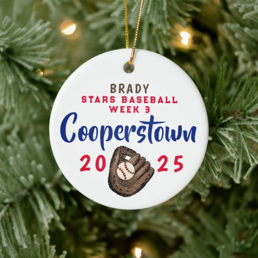 Cooperstown NY Baseball Fun Fakten Weihnachtsmannm Keramik Ornament (Baum)