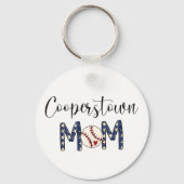 Cooperstown NY Baseball Mama Stars Script Team Mam Schlüsselanhänger (Rückseite)