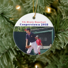 Cooperstown NY Baseball Player Foto Fun Erinnerung Keramik Ornament