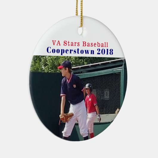 Cooperstown NY Baseball Player Foto Fun Erinnerung Keramik Ornament (Rechts)