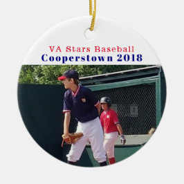 Cooperstown NY Baseball Player Foto Fun Erinnerung Keramik Ornament