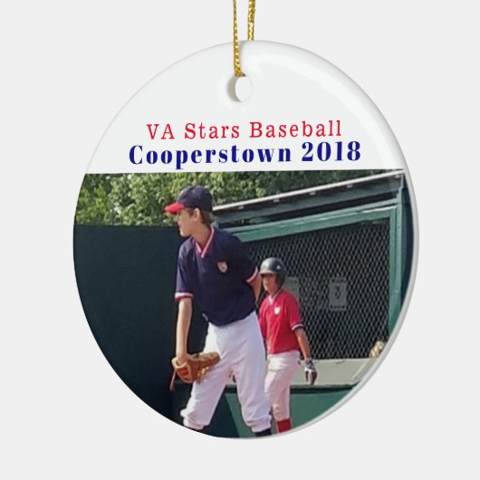 Cooperstown NY Baseball Player Foto Fun Erinnerung Keramik Ornament (Links)