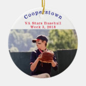 Cooperstown NY Baseball Player Foto Fun Week Keramik Ornament (Vorne)