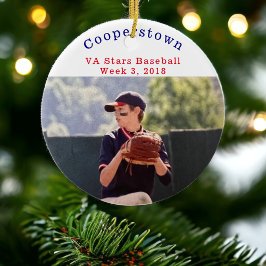 Cooperstown NY Baseball Player Foto Fun Week Keramik Ornament