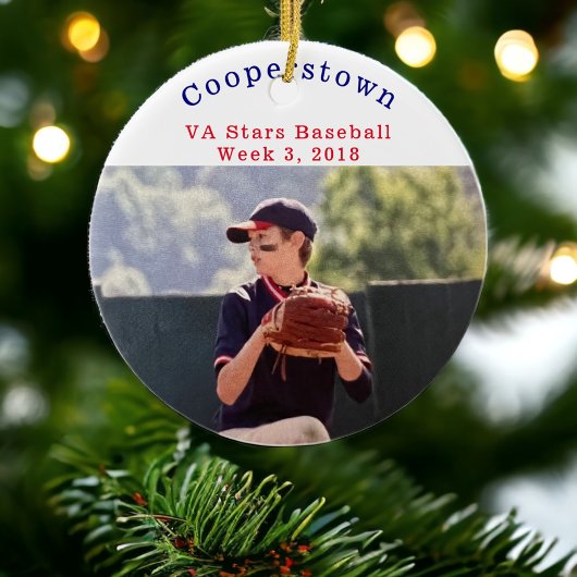 Cooperstown NY Baseball Player Foto Fun Week Keramik Ornament