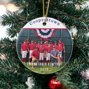 Cooperstown NY Baseball Team Coaches Foto Geschenk Keramik Ornament
