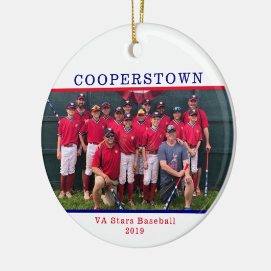 Cooperstown NY Baseball Team Foto Name Fakten Keramik Ornament (Links)