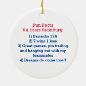 Cooperstown NY Baseball Team Foto Striping Facts Keramik Ornament (Hinten)