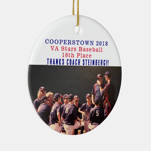 Cooperstown NY Coaches Geschenk Baseball Team Foto Keramik Ornament (Rechts)