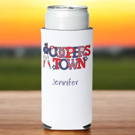 Cooperstown Patriotic Letters Baseball Parent Blue Selters Dosenkühler