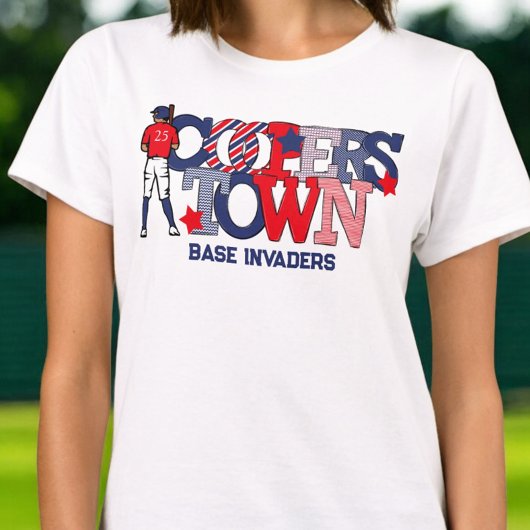 Cooperstown Patriotic Letters Baseball Team Name T-Shirt
