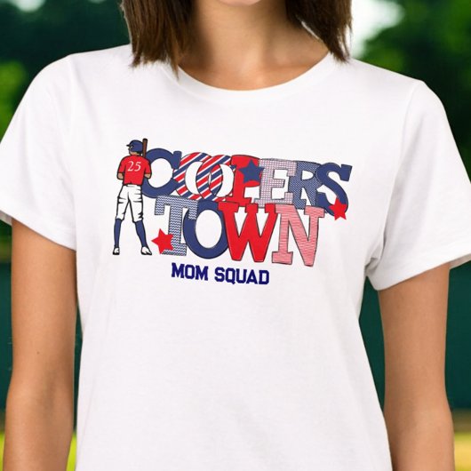 Cooperstown Patriotic Mama Squad Baseball T-Shirt