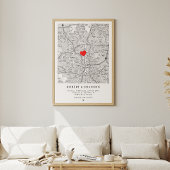 Coordinates Engagement Heart Wedding Couple Map Poster