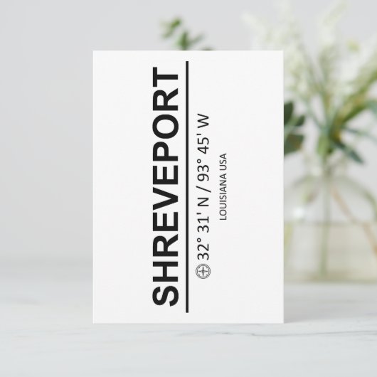 Coordinates Shreveport Dankeskarte (Stehend Vorderseite)